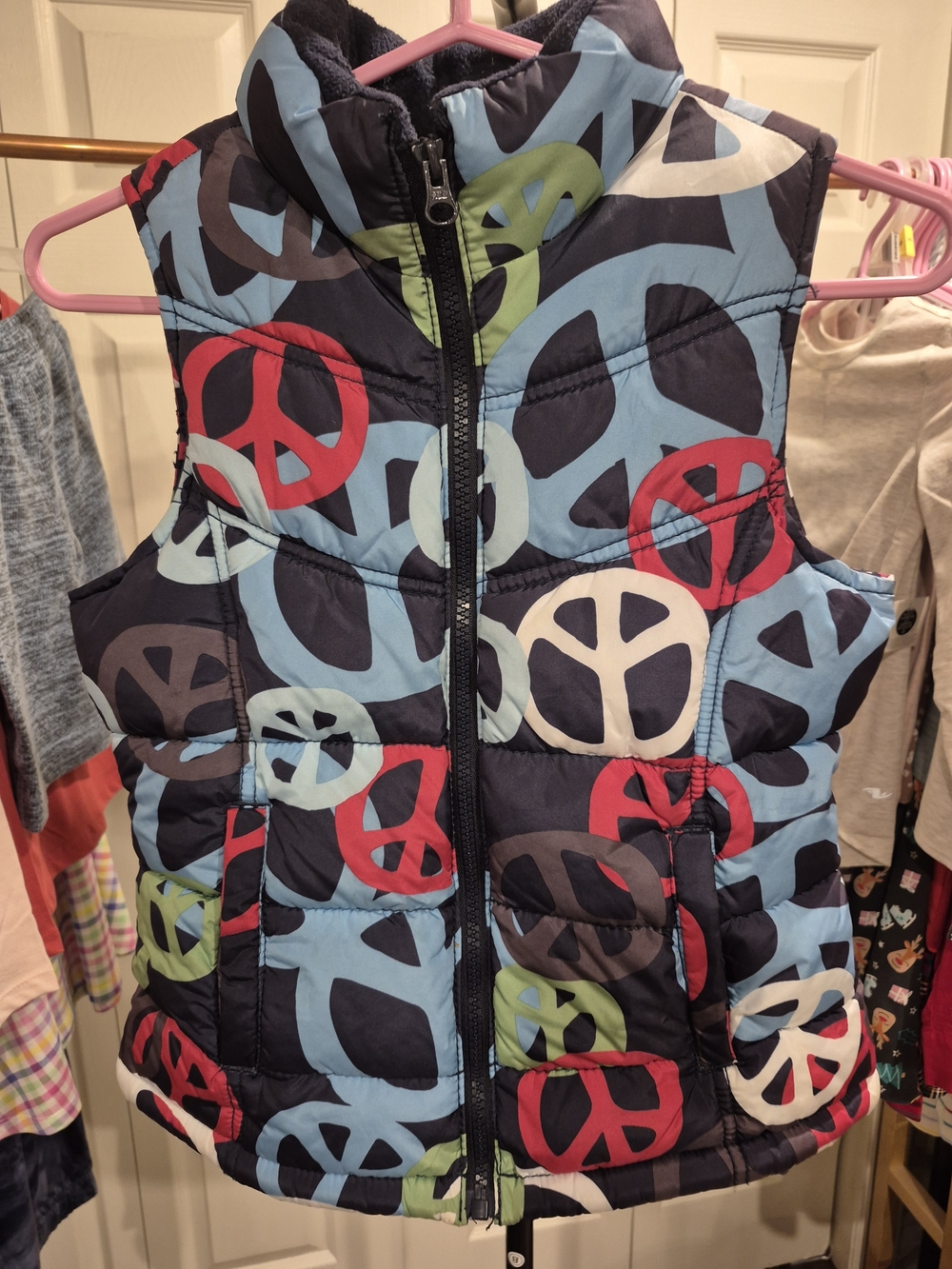 Old Navy‎ Girls Puffer Vest Fleece Lined With Pockets Full Zip Size M / 8 EUC